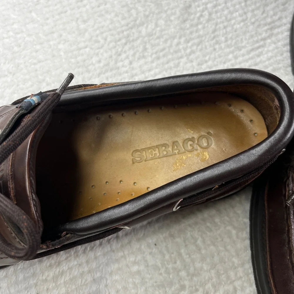 Sebago Docksides Brown Leather Boat Shoes Mens 9.5 M Loafers 70829 41075802